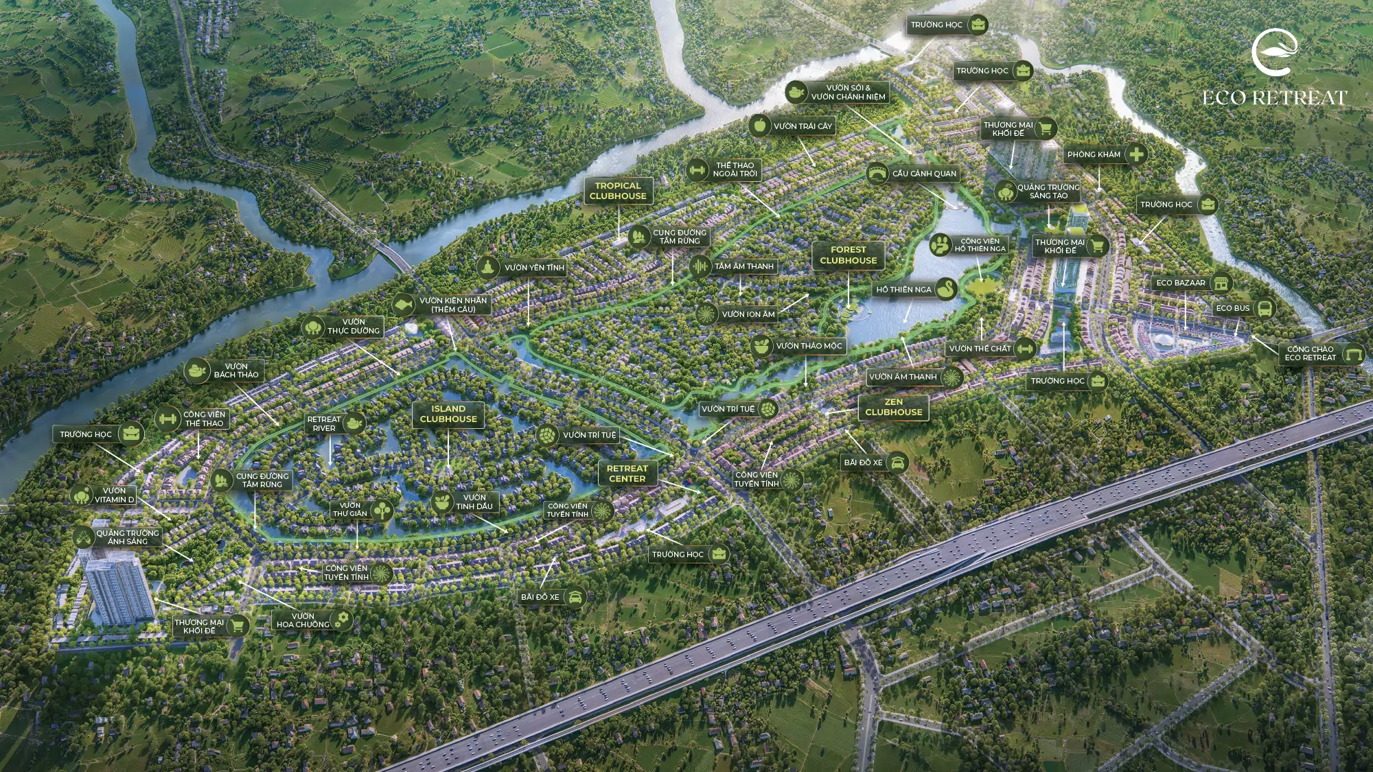 mặt bằng tổng thể tiện ích eco retreat