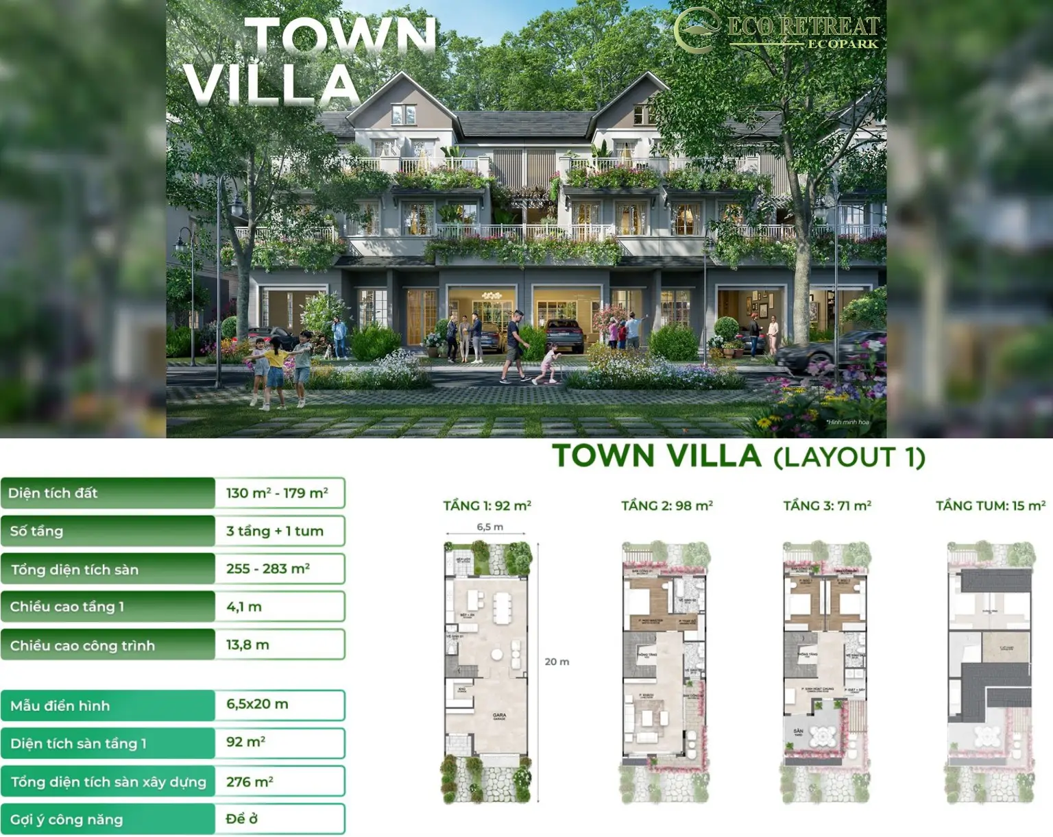 biệt thự phố Town Villa Eco Retreat